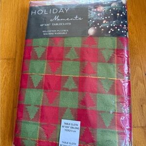 Red and Green Tablecloth with tree design